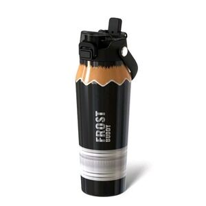 Frost Buddy Bottle Buddy 24oz Pencil Insulated Water Bottle Straw Chug Black